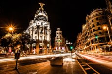 17409869 - street traffic in night madrid, spain ( hdr image )