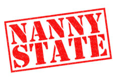 nanny state red rubber stamp over a white background.